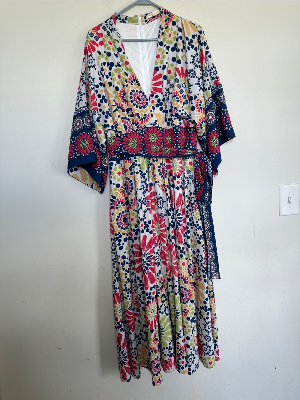Wayward fancies Floral V-Neck Maxi Dress with Kimono Sleeves in Multicolor